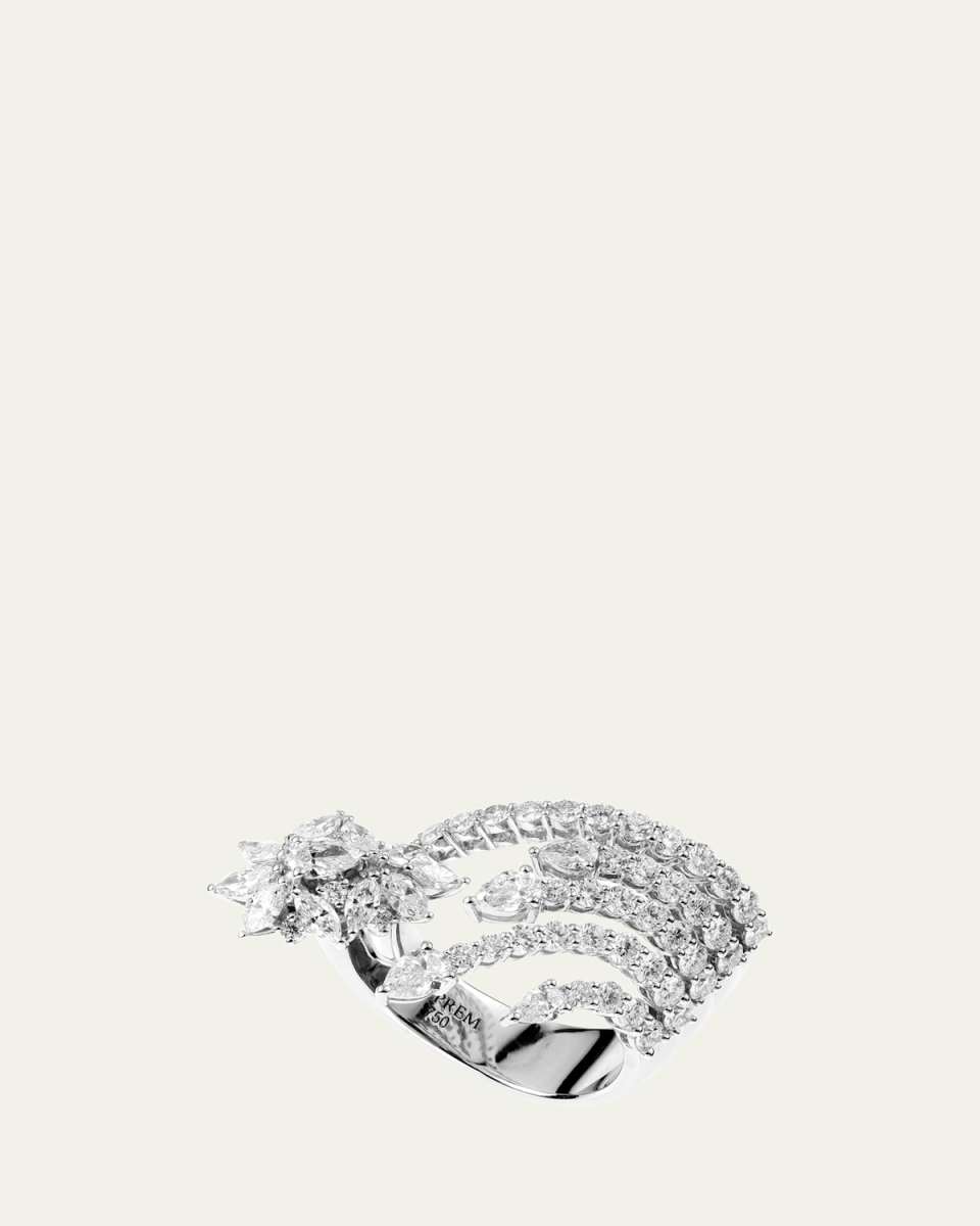 18K White Gold Round, Marquise and Pear Diamond Spread Ring